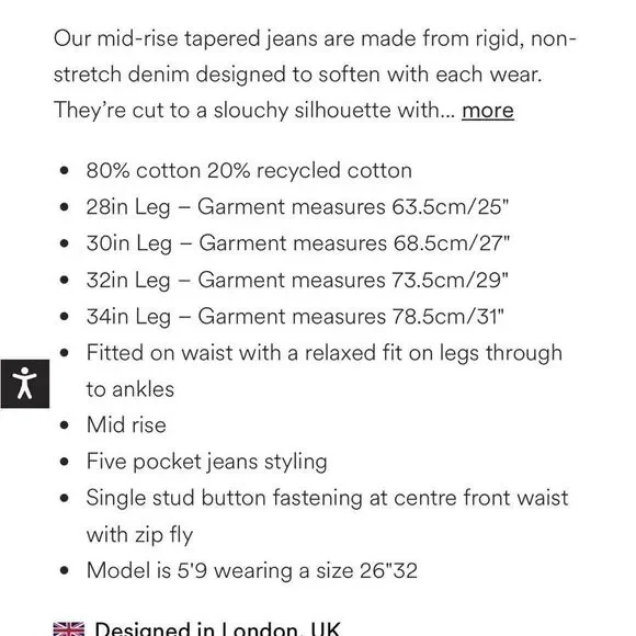 Boden Mid Rise Taper Jean size 30 light wash - Picture 8 of 9